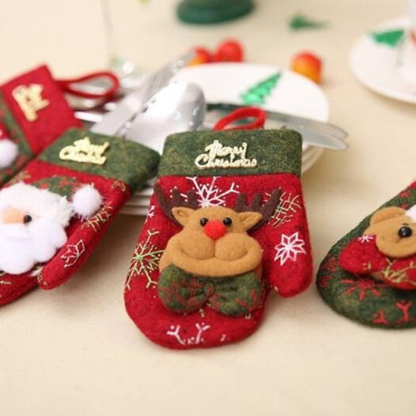 Seasonal Decorations Christmas286 Gloves Shaped Cutlery Cover For Decoration Multi