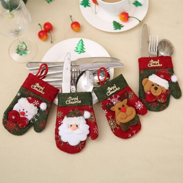 Seasonal Decorations Christmas286 Gloves Shaped Cutlery Cover For Decoration Multi