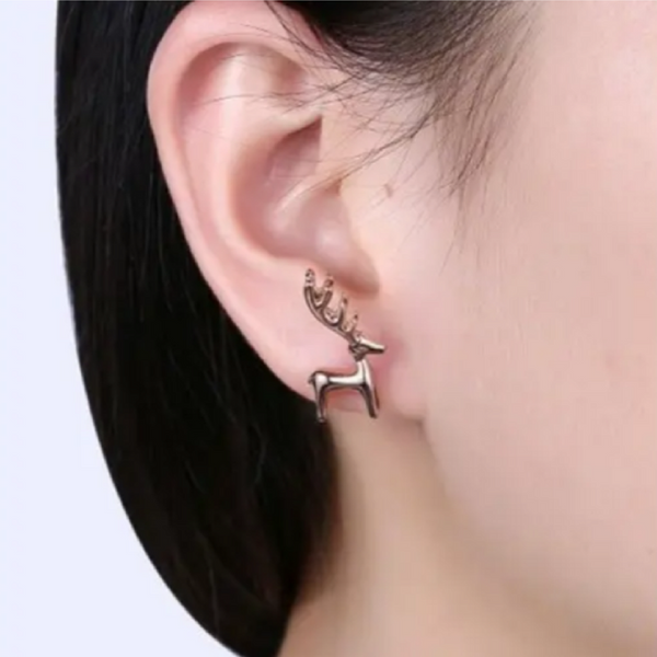 Earrings Christmas Deer Ear Studs Plated With Rose Gold