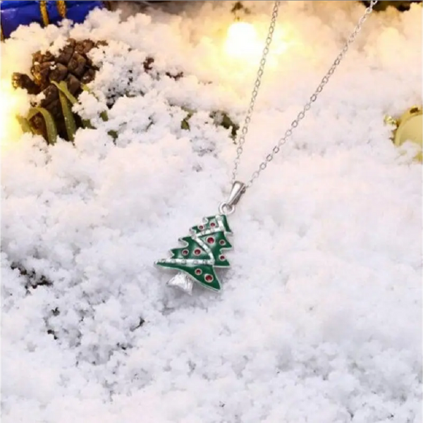 Necklaces & Pendants Christmas Tree Shaped Pendant Necklace Platinum Plated Silver