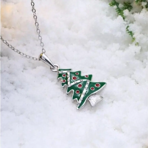 Necklaces & Pendants Christmas Tree Shaped Pendant Necklace Platinum Plated Silver