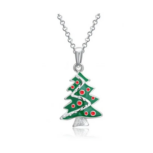 Necklaces & Pendants Christmas Tree Shaped Pendant Necklace Platinum Plated Silver