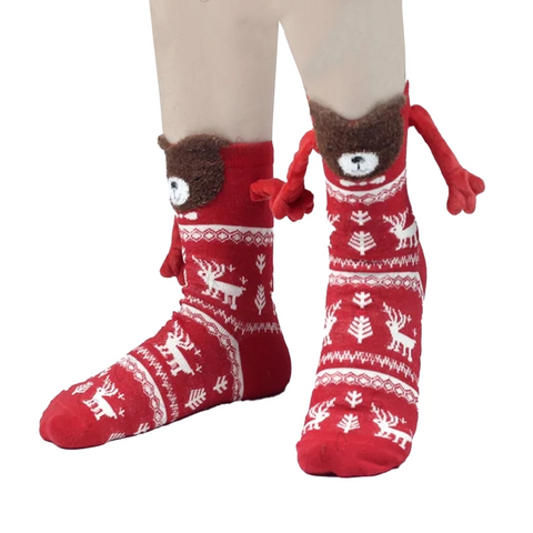 Socks Christmas Hands Holding Magnetic Couples Besties Festive