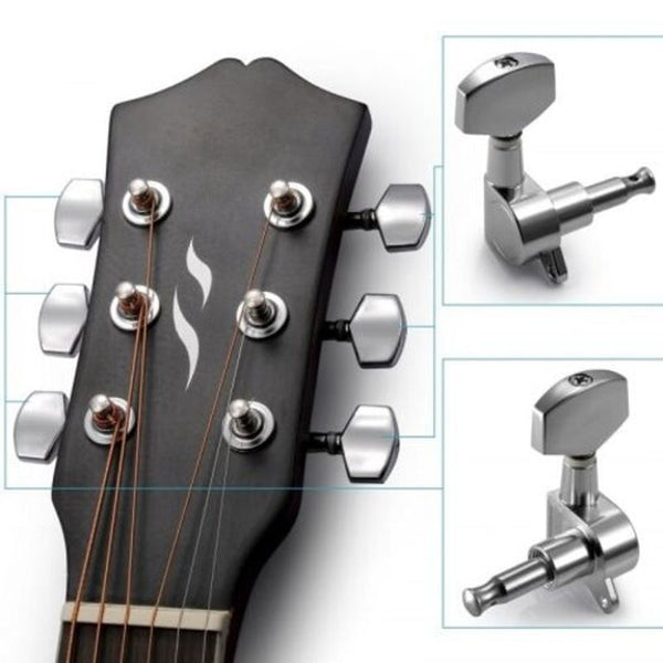Chrome Guitar String Tuning Pegs Tuners6 Pcs Silver