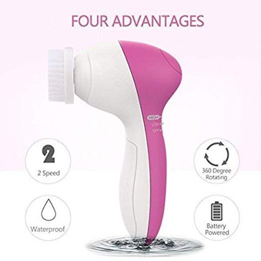 Facial Cleansing Devices Face Wash Cleansing Brush Rotating 5 Heads Deep Gentle Exfoliation Remove Blackheads Massage