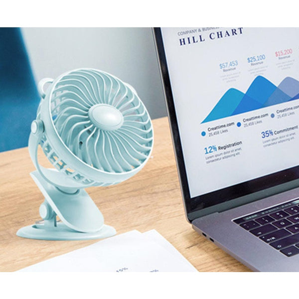 Clip Fan Usb Desktop Office Mini Dormitory Light Blue