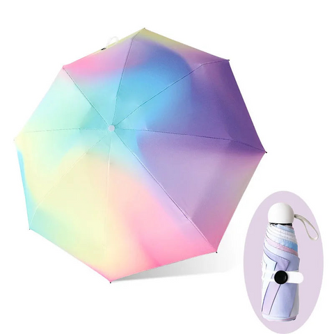 Umbrellas Colorful Gradient Mini Umbrella 8 Ribs Luxury Women Anti Uv Parasol 5 Folding Fashion Sunscreen Small Manual