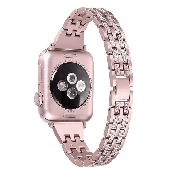 38Mm Apple Iwatch4 Stainless Steel Two Rows Of Diamond Strap Replacement