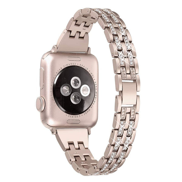 38Mm Apple Iwatch4 Stainless Steel Two Rows Of Diamond Strap Replacement