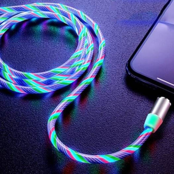Cool Color 2 In 1 8 Pin Type Magnet Streamer Tpe 2.1A Fast Charging Cable 2M Multi