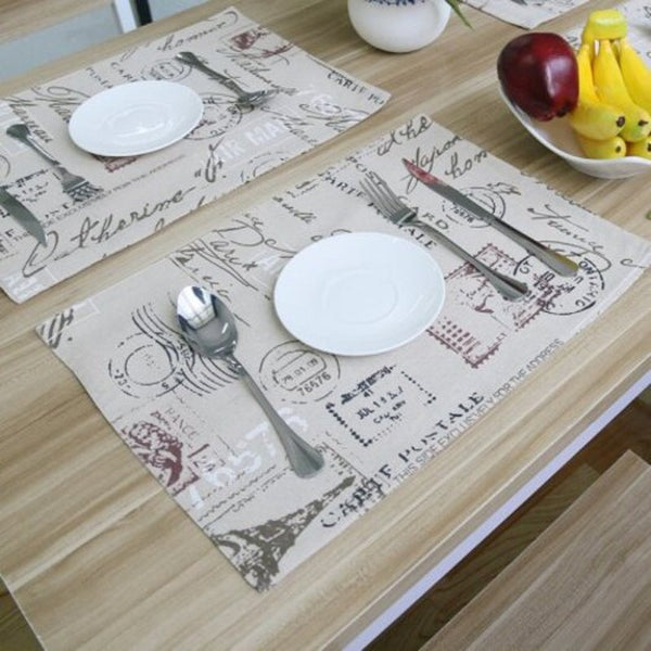 Placemats Cotton Linen Tablecloth Set Placemat Coaster Multi A