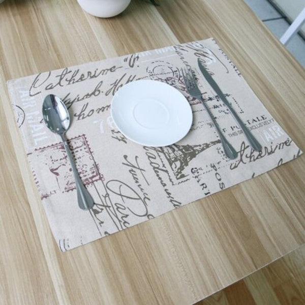 Cotton Linen Tablecloth Set Placemat Coaster Multi A