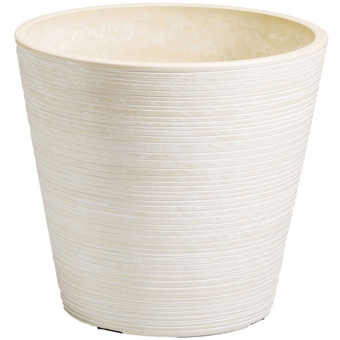 Cream And White Engraved Pot 14Cm