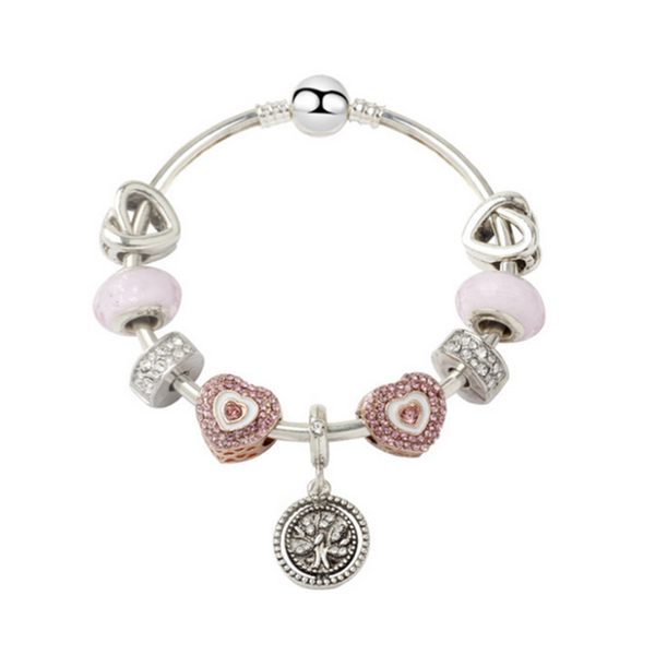 Creative Fashion Pink Life Tree Love Bracelet Glass Bead