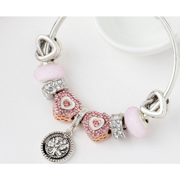 Creative Fashion Pink Life Tree Love Bracelet Glass Bead