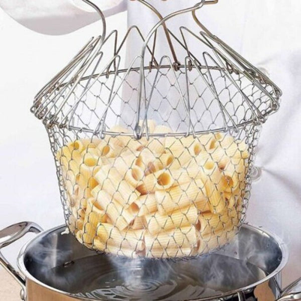 Fryers Creative Foldable Stainless Fried Basket For Kitchen Silver