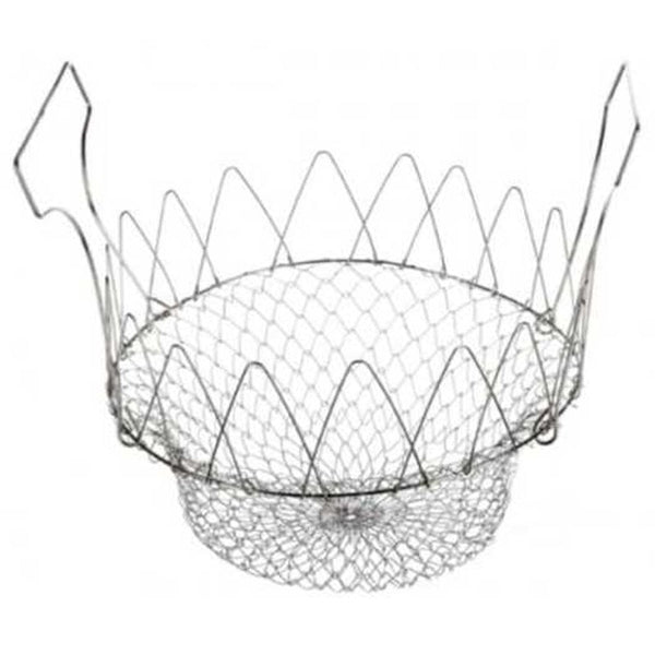 Fryers Creative Foldable Stainless Fried Basket For Kitchen Silver