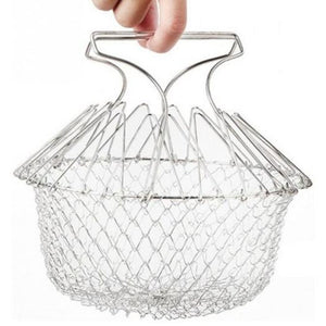 Fryers Creative Foldable Stainless Fried Basket For Kitchen Silver