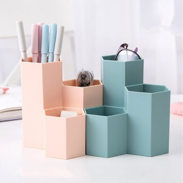 Creative Hexagon Stationery And Cosmetic Storage Box Baby Blue 111112Cm