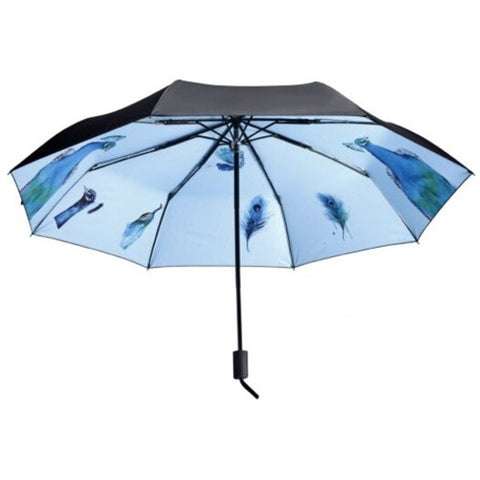 Creative Peacock Print Anti Uv Folding Umbrella Outdoor Sunshade Multi