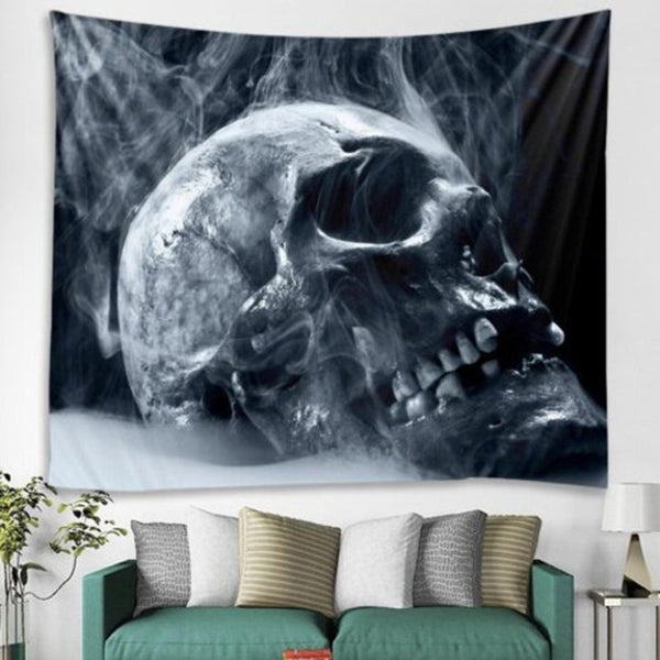 Creative Skull Pattern Print Tapestry Gray 230180Cm