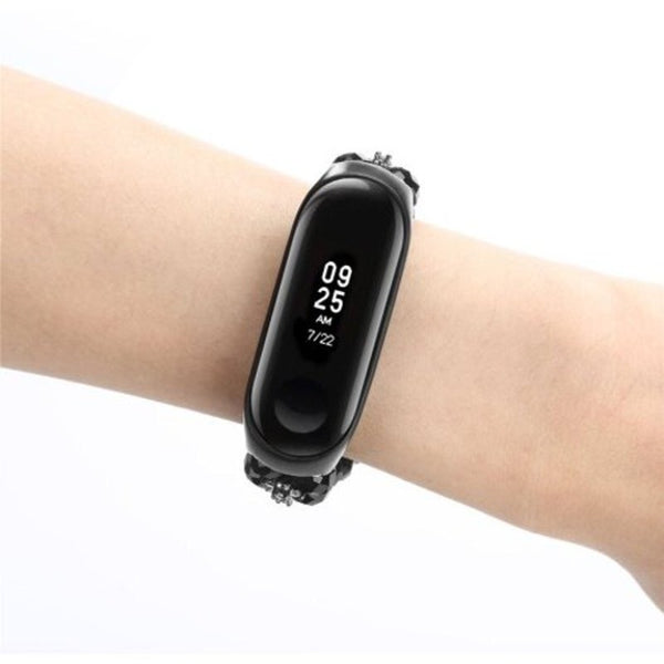Crystal Bracelet Watch Band Replacement Strap For Xiaomi Mi 3 Black
