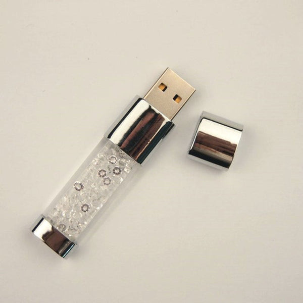 USB Flash Drives Crystal Diamond Usb 2.0 Metal Flash Drive 32Gb Led Light Memory Stick Pendrive