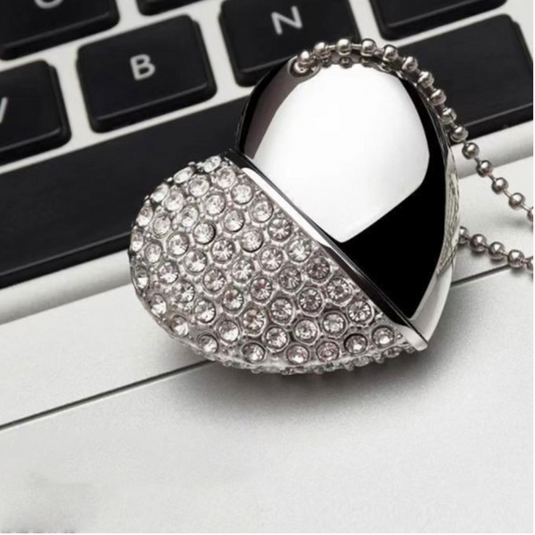Crystal Heart Usb Flash Drive Mini Pendrive 2.0 64Gb Necklace Memory Stick