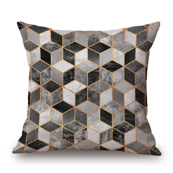 Cushions & Decorative Pillows Cubes On Geometry Cotton Linen Pillow Cover