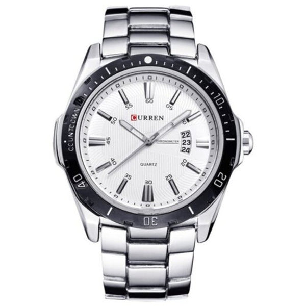 Watches Men's Fashion And Casual Simple Quartz Sport Wrist Watch Silver