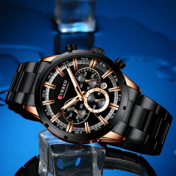 Watches Men's Round Belt Watch Waterproof Black