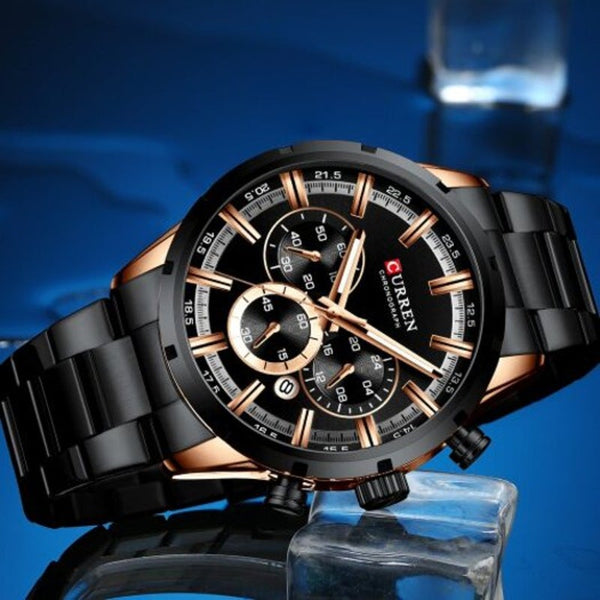 Watches Men's Round Belt Watch Waterproof Black