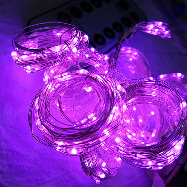 Seasonal Decorations Usb Remote Control Copper Wire Curtain String Lights For Christmas Decor 32 Of 200 Led Purple