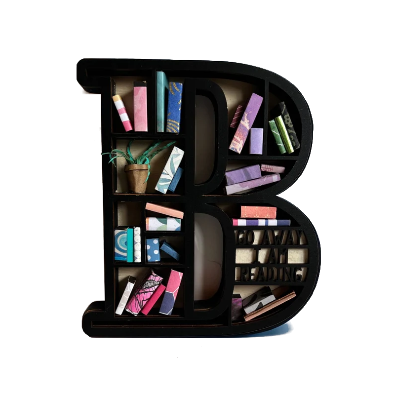 Bookshelves Custom Initial Book Lover Miniature Bookshelf