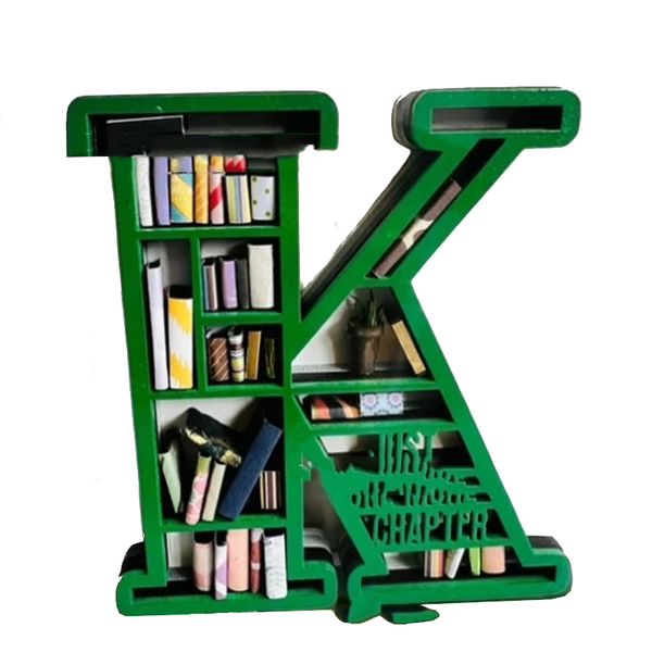 Bookshelves Custom Initial Book Lover Miniature Bookshelf