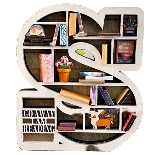 Bookshelves Custom Initial Book Lover Miniature Bookshelf