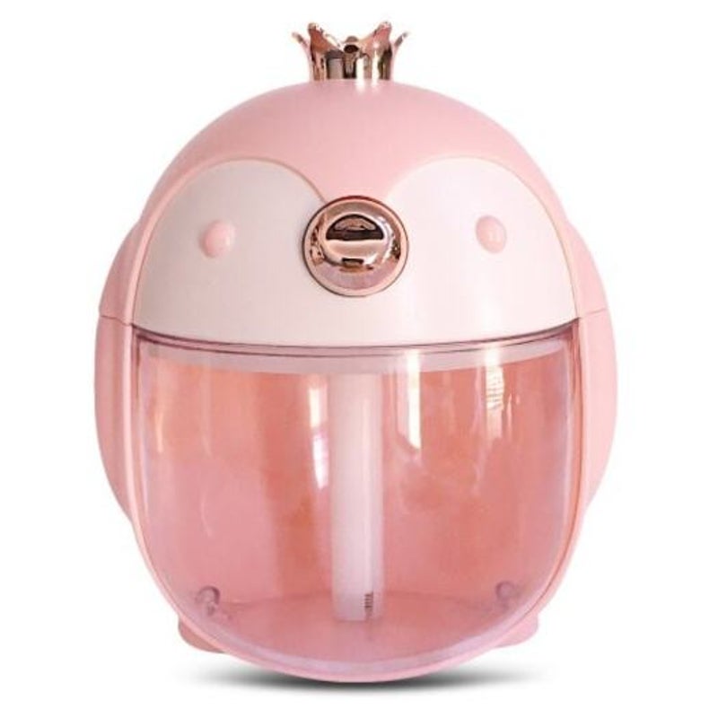 Humidifiers Cute Crown Penguin Air Humidifier Aroma Essential Oil Diffuser Night Lamp Pink