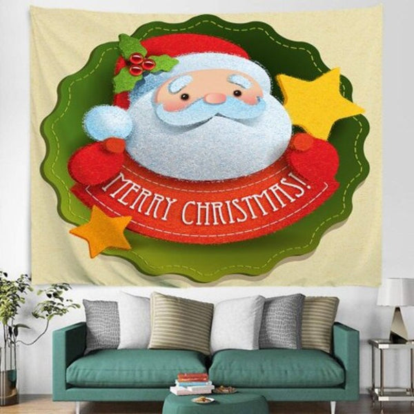 Seasonal Decorations Cute Santa Claus Pattern Digital Printing Tapestry Hanging Cloth Multi A W59 X L51 Inch