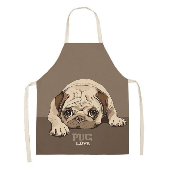 Aprons Cute Dog Printed Cotton Linen Kitchen Apron