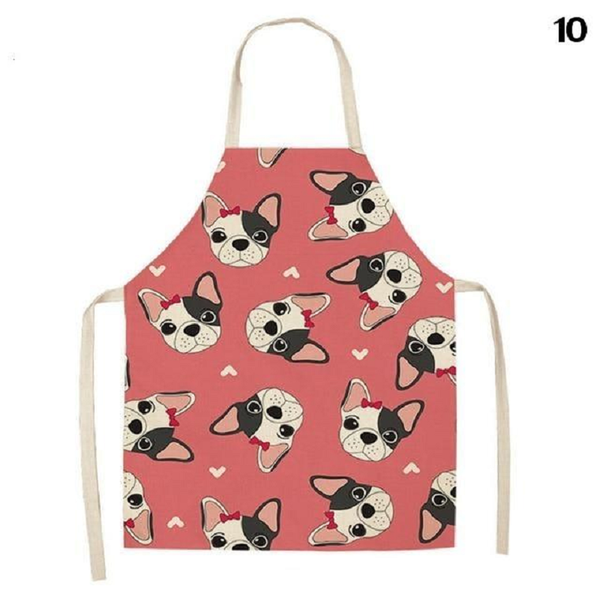 Aprons Cute Dog Printed Cotton Linen Kitchen Apron