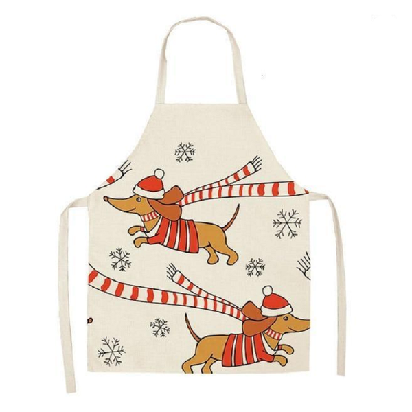 Aprons Cute Dog Printed Cotton Linen Kitchen Apron