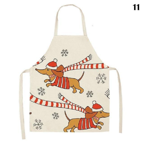 Aprons Cute Dog Printed Cotton Linen Kitchen Apron