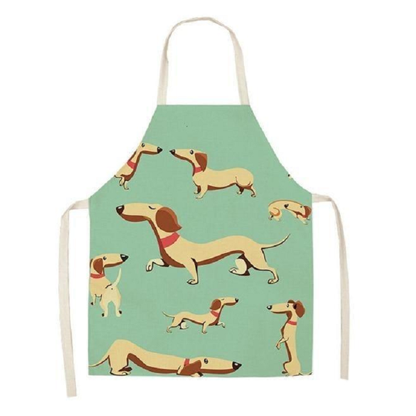 Aprons Cute Dog Printed Cotton Linen Kitchen Apron