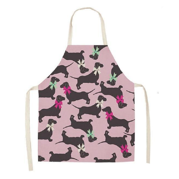 Aprons Cute Dog Printed Cotton Linen Kitchen Apron