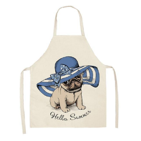 Aprons Cute Dog Printed Cotton Linen Kitchen Apron