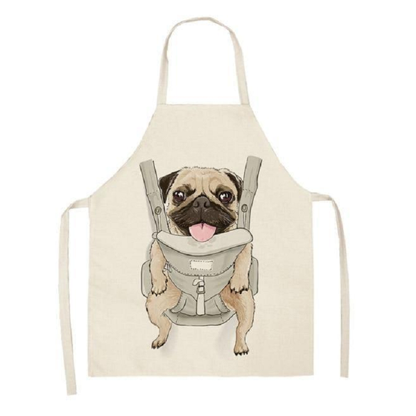 Aprons Cute Dog Printed Cotton Linen Kitchen Apron