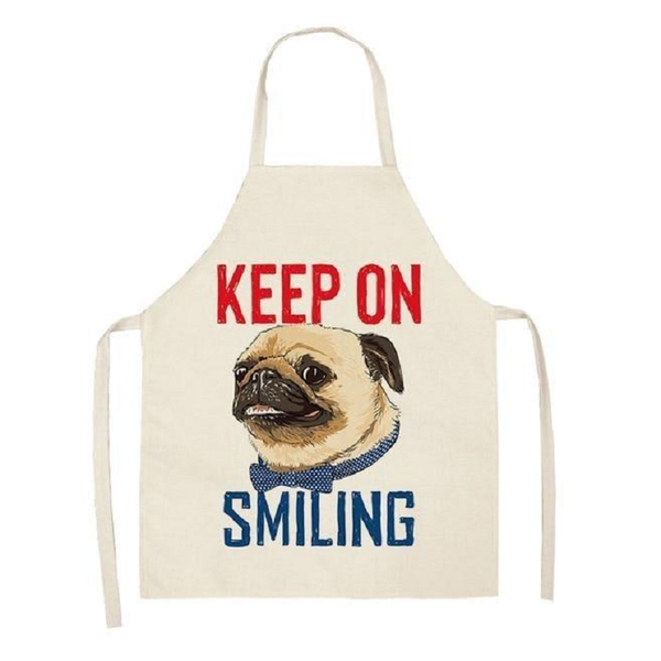 Aprons Cute Dog Printed Cotton Linen Kitchen Apron