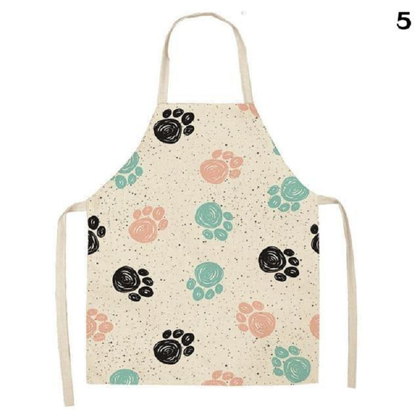 Aprons Cute Dog Printed Cotton Linen Kitchen Apron