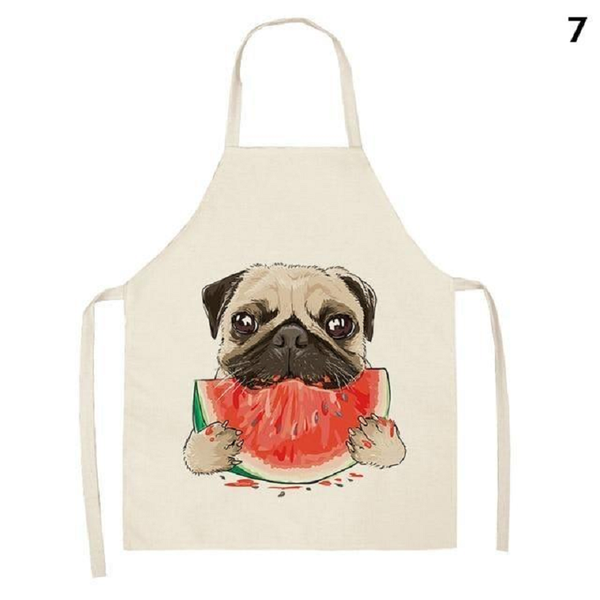 Aprons Cute Dog Printed Cotton Linen Kitchen Apron