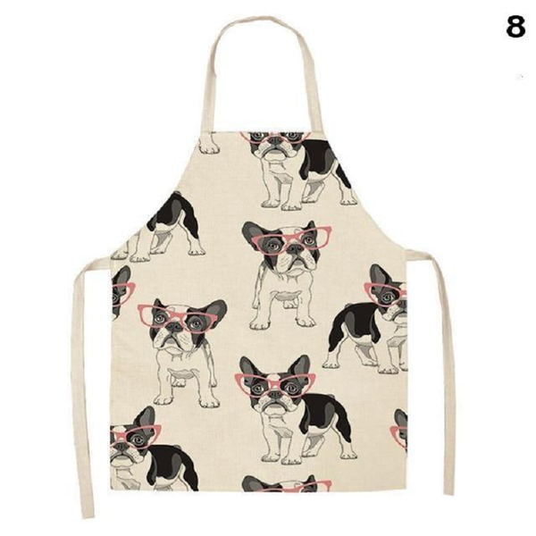 Aprons Cute Dog Printed Cotton Linen Kitchen Apron